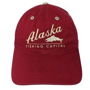 Alaska Fishing Capital Slideback Baseball Cap Red OS Adjustable Arctic Circle